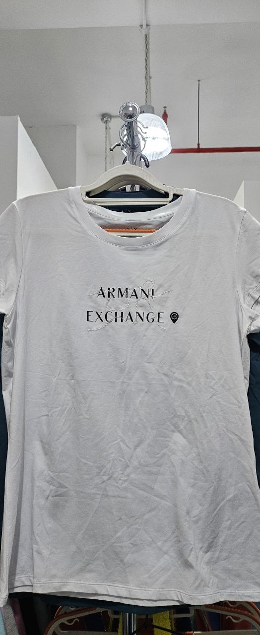 [S] ARMANI EXCHANGE LOGO LETERING PRINT T-SHIRT,WHITE  (SIN769)