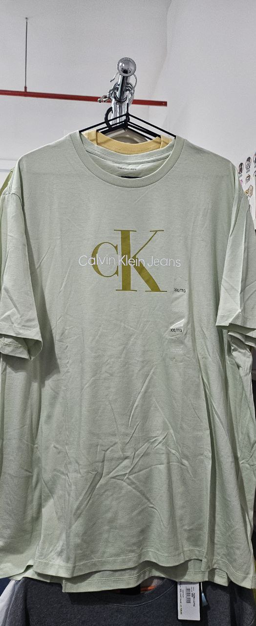 [S] CALVIN KLEIN BIG PRINT LOGO T-SHIRT,GREEN  (SIN778)