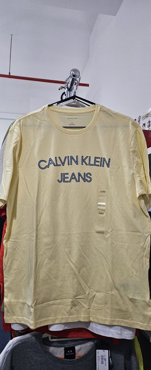 [S] CALVIN KLEIN BIG PRINT FRONT LOGO T-SHIRT,YELLOW  (SIN780)