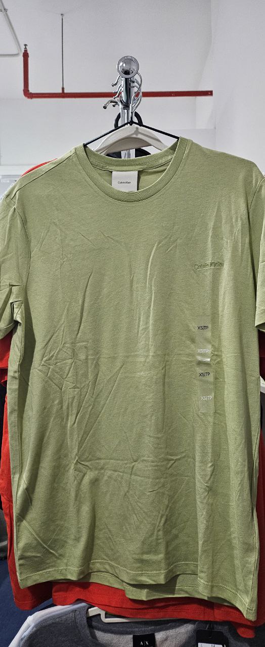 [S] CALVIN KLEIN SMALL LOGO PATCH T-SHIRT,GREEN  (SIN782)