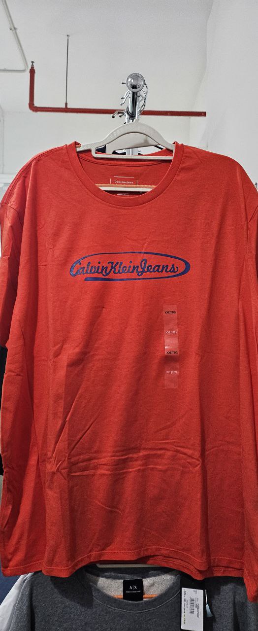 [S] CALVIN KLEIN JEANS PRINT LOGO T-SHIRT,RED  (SIN783)