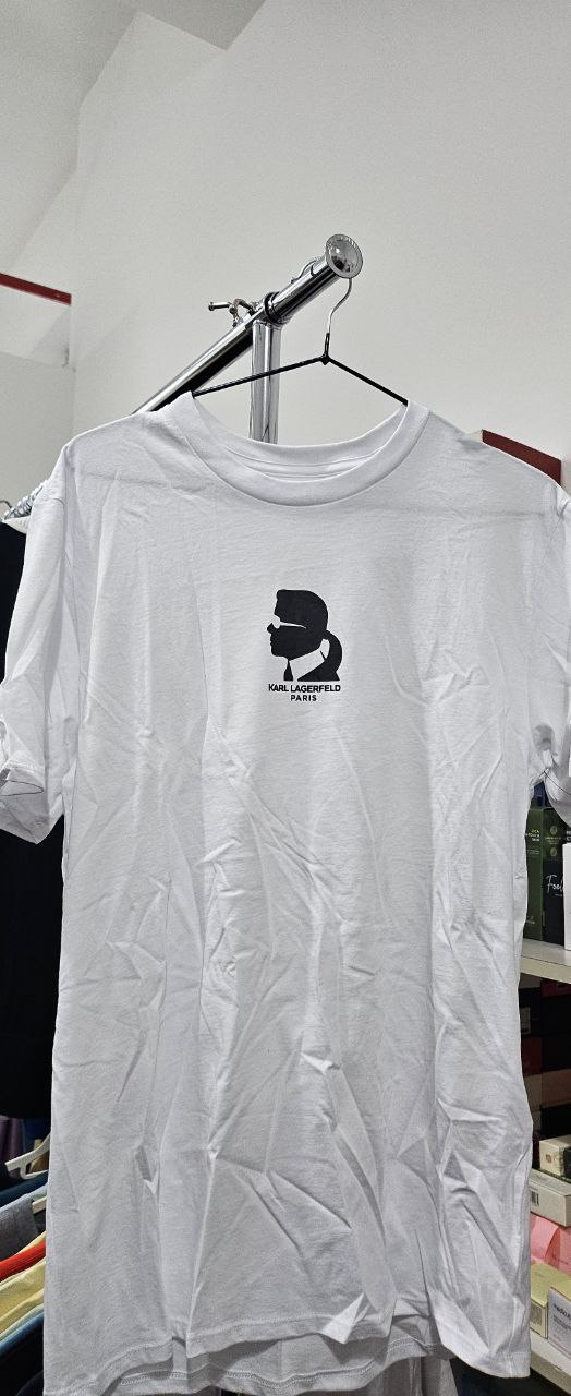 [S] KARL LAGERFELD PARIS HEAD PRINT FRONT T-SHIRT,WHITE  (SIN786)