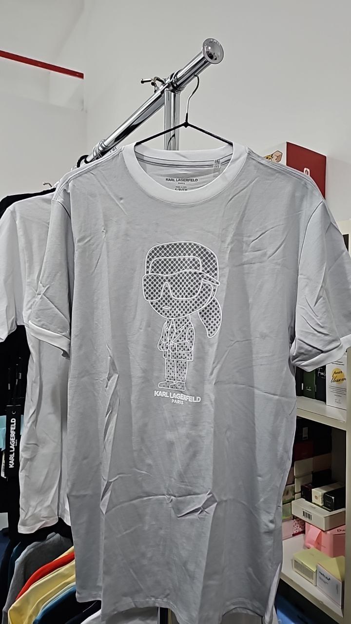 [S] KARL LAGERFELD BIG CHARACTER RINGER TEE,LIGHT GREY  (SIN790)