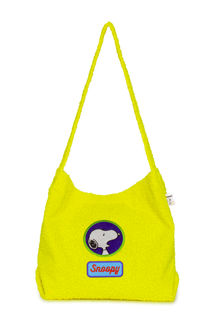 [S] LEJUNEV NEON SNOOPY LARGE FURRY TOTE BAG, YELLOW  (SIN330)