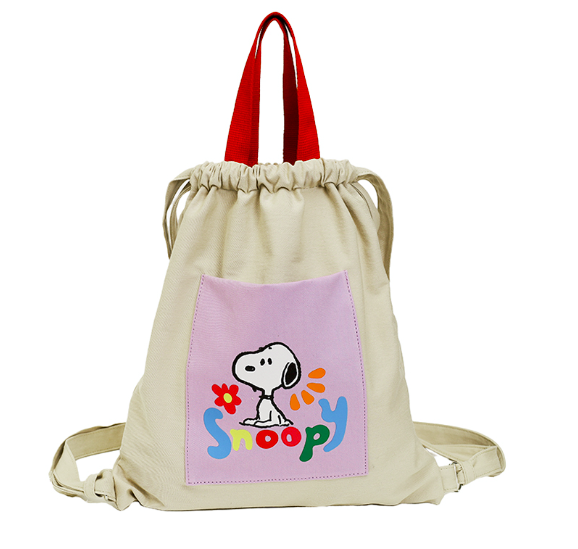 [S] LEJUNEV TRIO SNOOPY CANVAS TWO WAY BAG, CREAM  (SIN320)