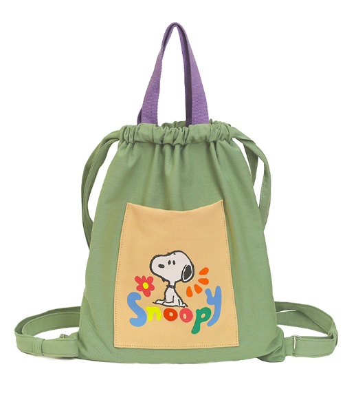 [S] LEJUNEV TRIO SNOOPY CANVAS TWO WAY BAG, GREEN  (SIN319)