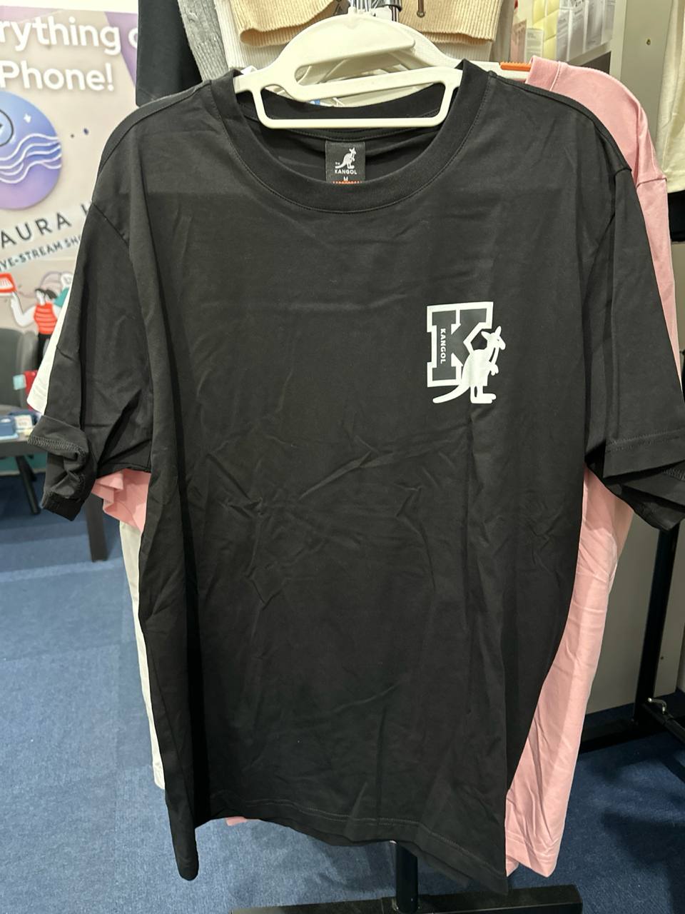 [S] KANGOL K LOGO PATCH PRINT T-SHIRT BLACK  (SIN523)