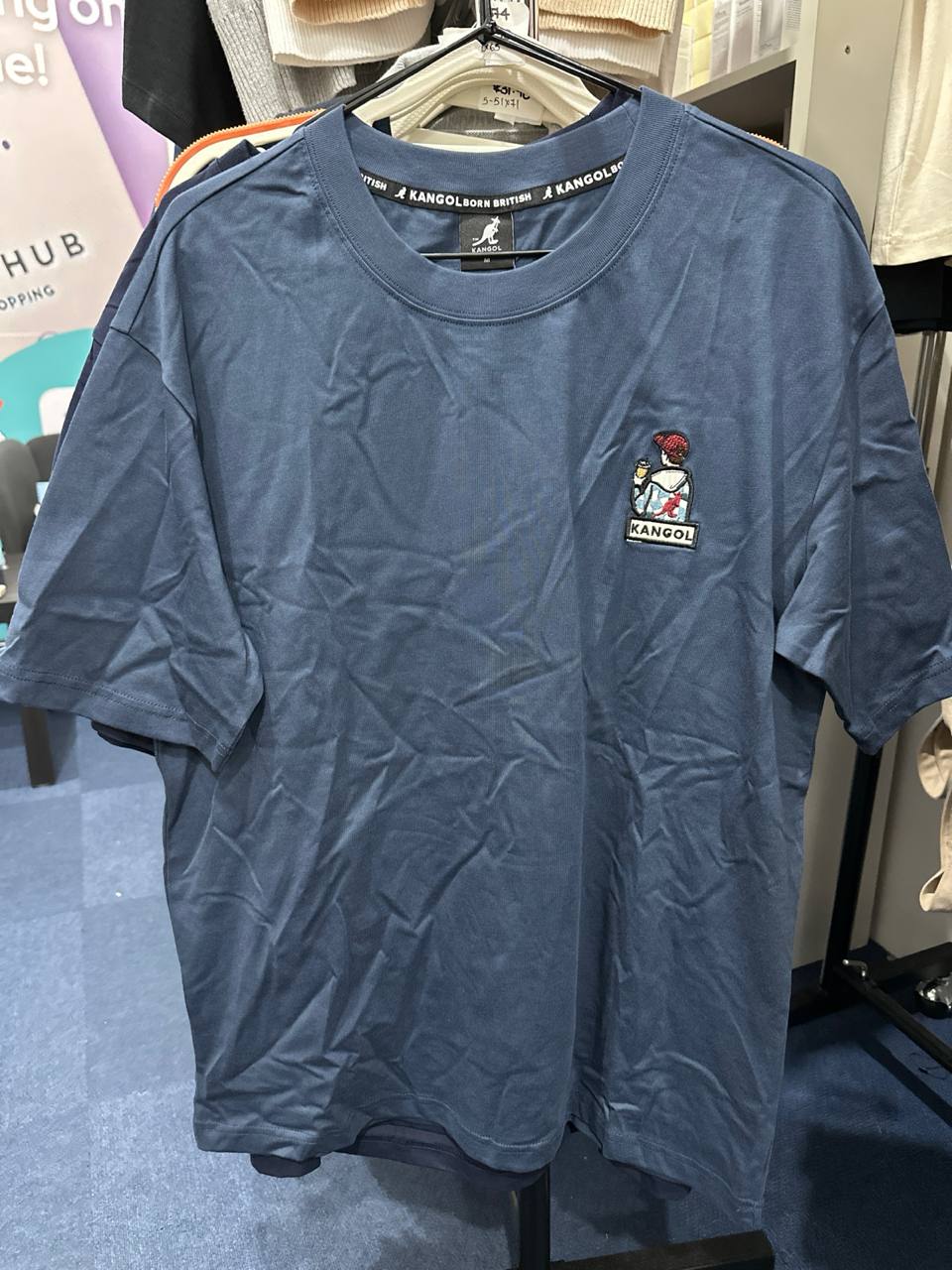 [S] KANGOL SMALL PATCH EMBROIDERED T-SHIRT DARK BLUE  (SIN537)