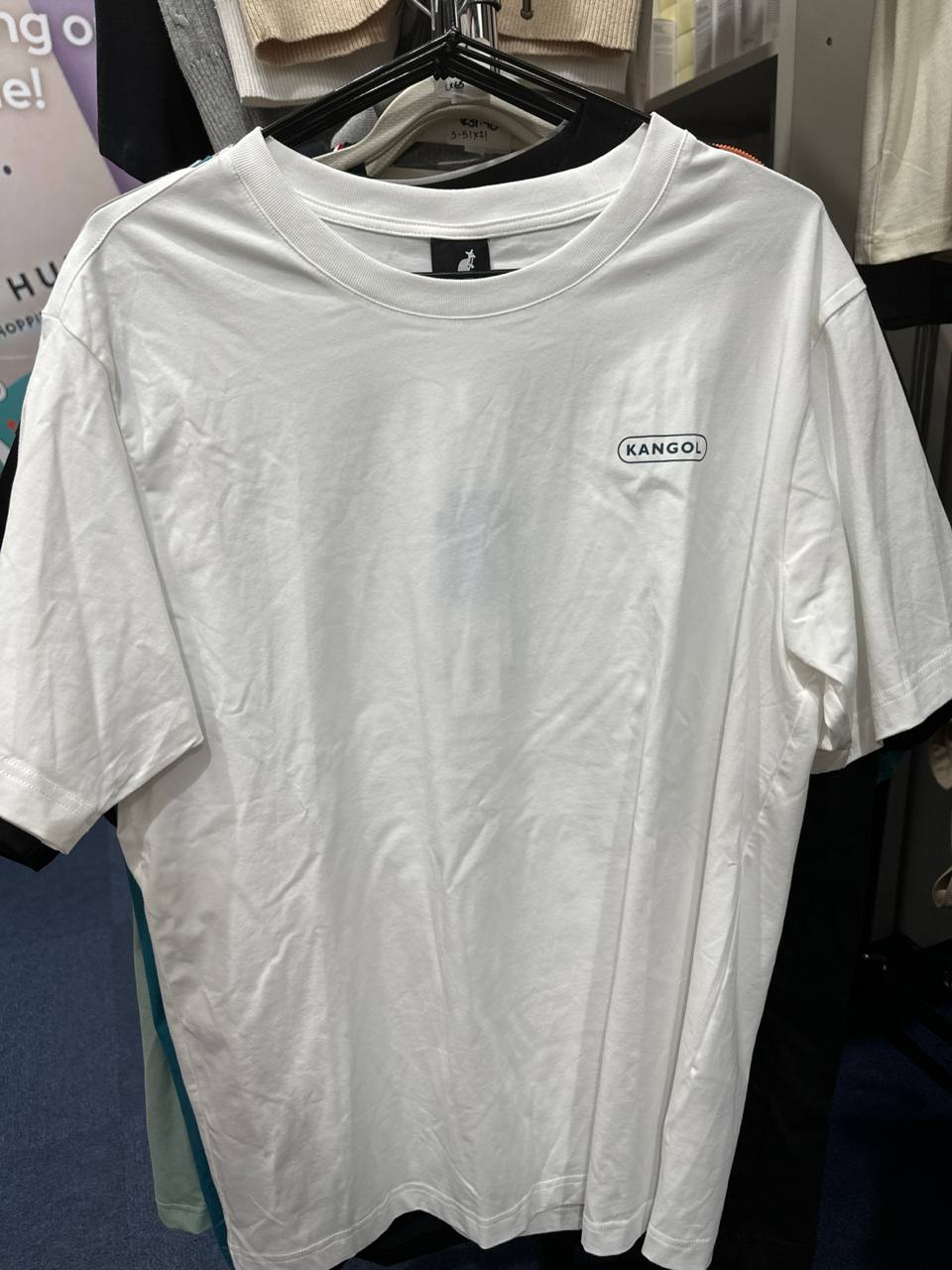 [S] KANGOL LETTERING LOGO PATCH PRINT T-SHIRT WHITE  (SIN494)