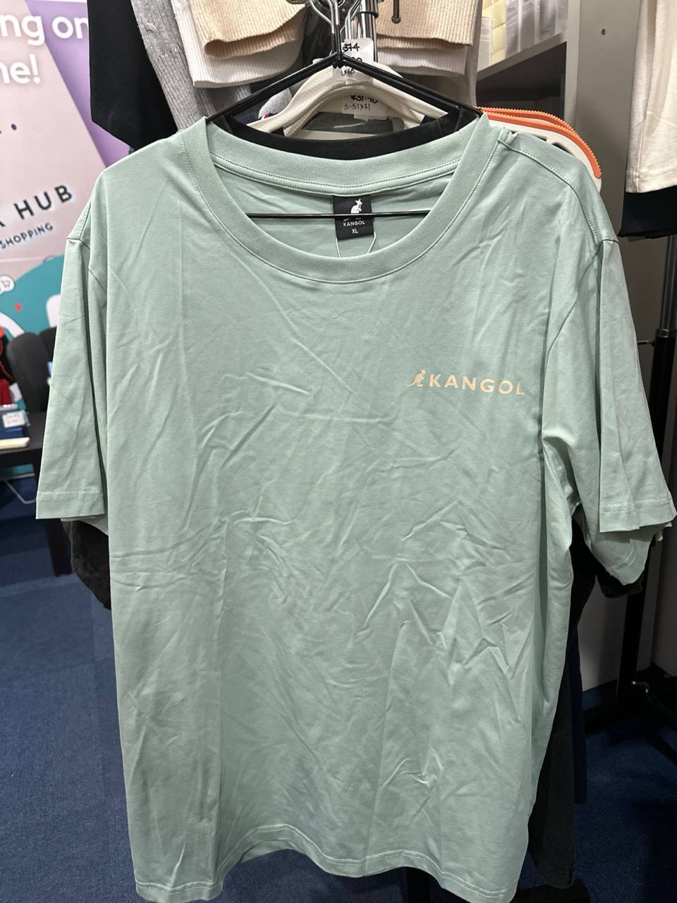 [S] KANGOL SMALL LETTERING PATCH PRINT T-SHIRT LIGHT GREEN  (SIN532)