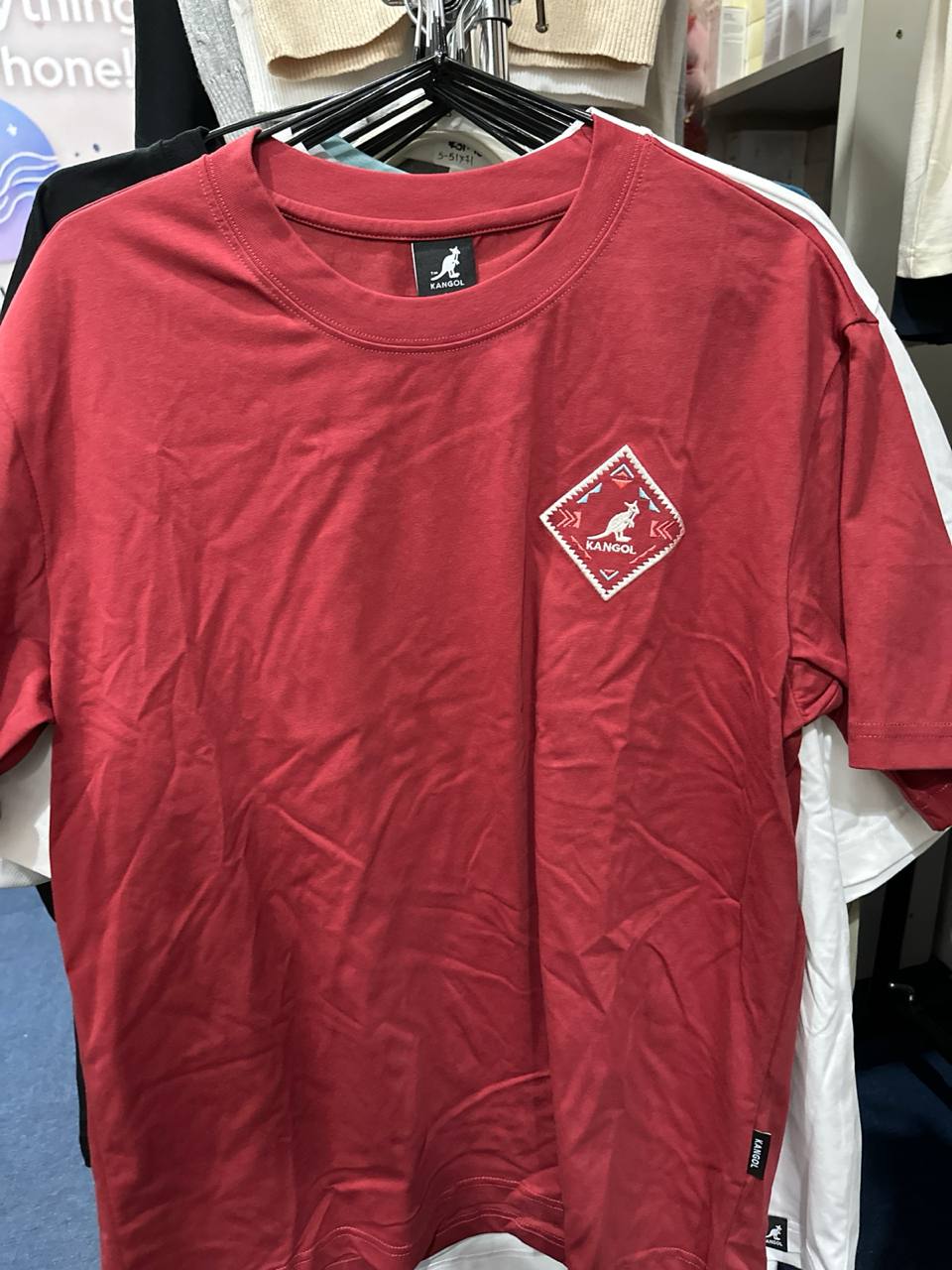 [S] KANGOL LOGO EMBROIDERED PATCH T-SHIRT RED  (SIN498)