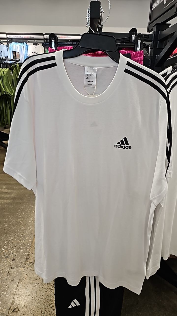 [S] ADIDAS ESSENTIAL 3 STRIPES TEE,WHITE/BLACK  (SIN688)