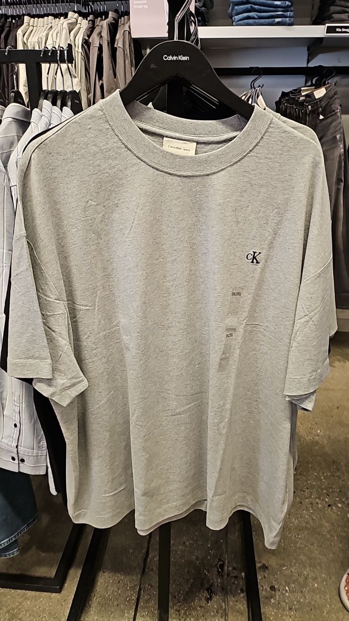 [S] CALVIN KLEN ARCHIEVE LOGO RELAXED CREWNECK T-SHIRT,GREY  (SIN703)