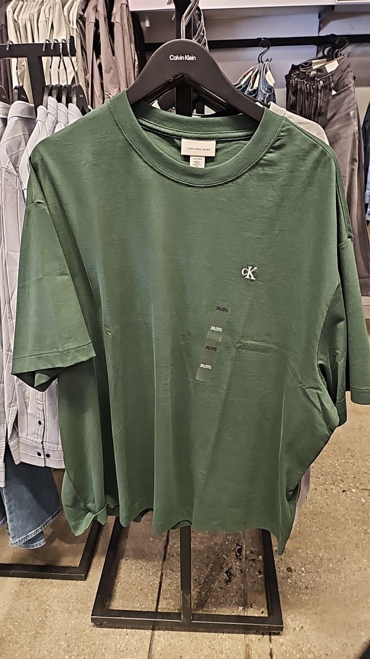 [S] CALVIN KLEN ARCHIEVE LOGO RELAXED CREWNECK T-SHIRT,GREEN  (SIN699)