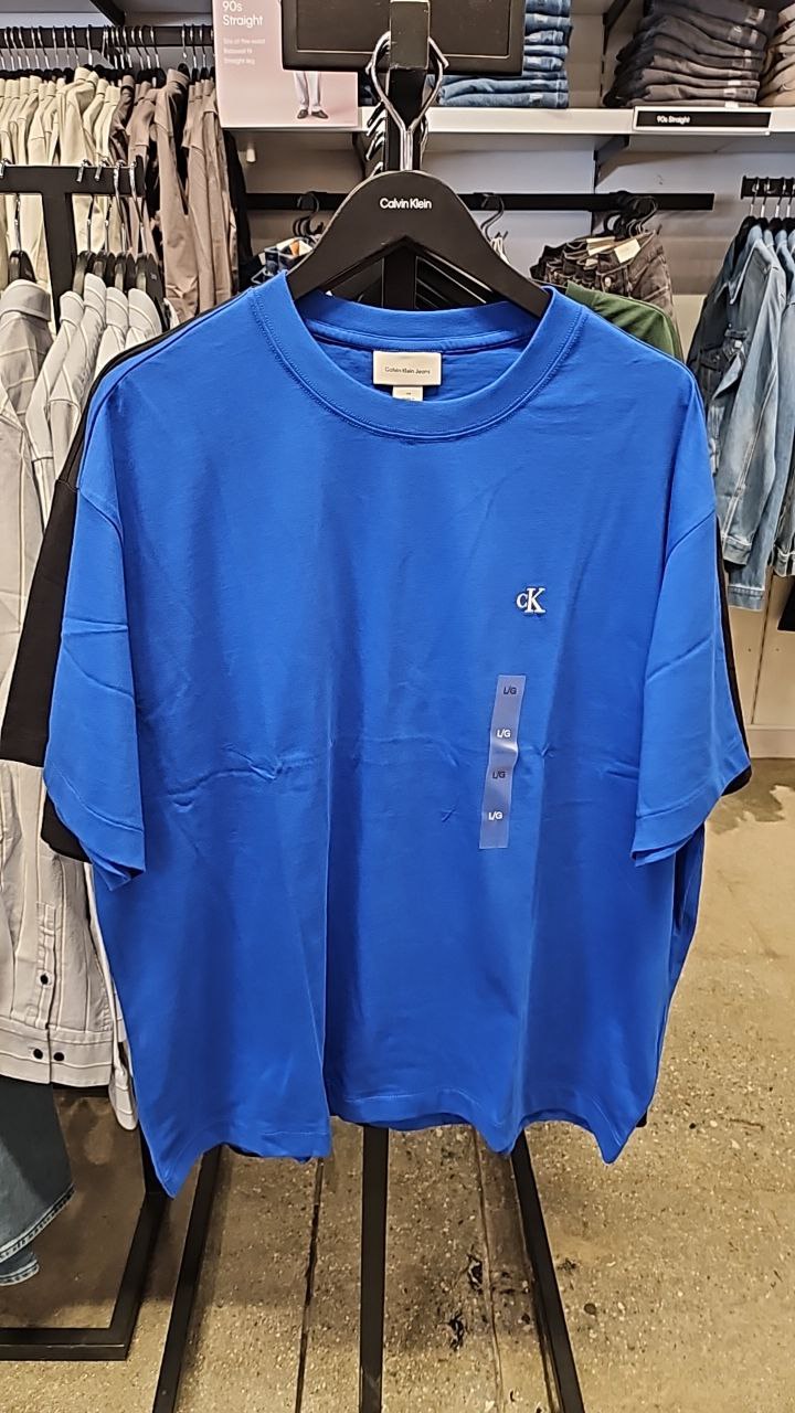 [S] CALVIN KLEN ARCHIEVE LOGO RELAXED CREWNECK T-SHIRT,BLUE  (SIN701)