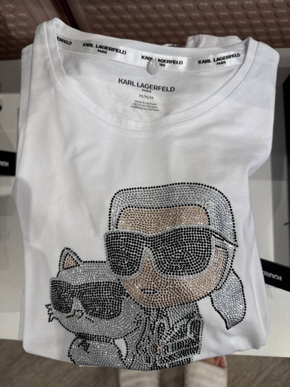 [S] KARL LAGERFELD ROUND HEAD DUO TEE,WHITE  (SIN800)