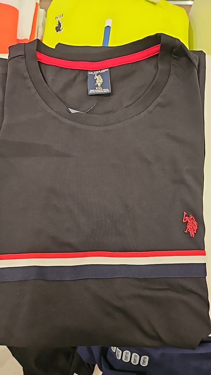 [S] U.S. POLO ASSN. SIGNATURE TRICOT PIECED JERSEY T-SHIRT,BLACK  (SIN755)