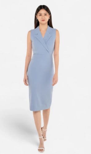 [SG] LAFLEUR EMILIA SLEEVELESS BLAZER FITTED DRESS BLUE (SLF25)
