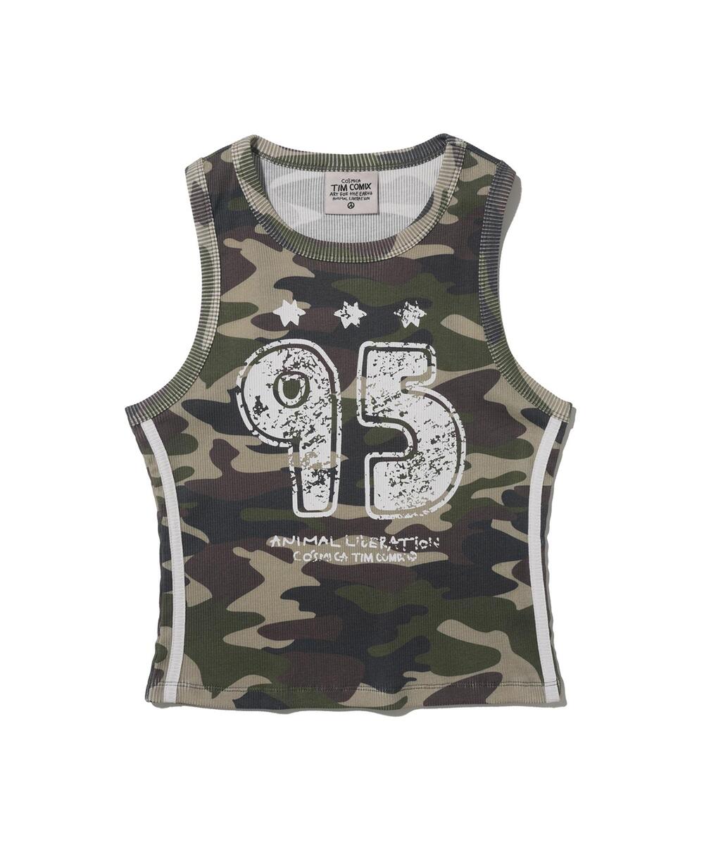 [S] PHYPS NUMBERING CAMO SPORTY TANK TOP,KHAKI  (SIN633)