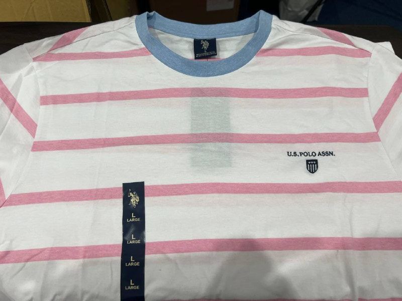[S] US POLO STRIPE ROUND NECK TEE,BLUE PINK  (SIN460)