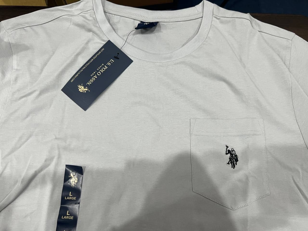 [S] US POLO SMALL POCKET LOGO TEE,LIGHT GREY  (SIN470)