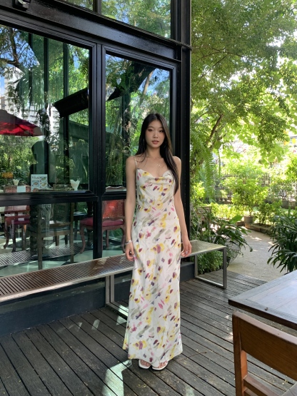 Backless strapless dress, gradient pattern, fishtail dress, comfortable to wear for summer