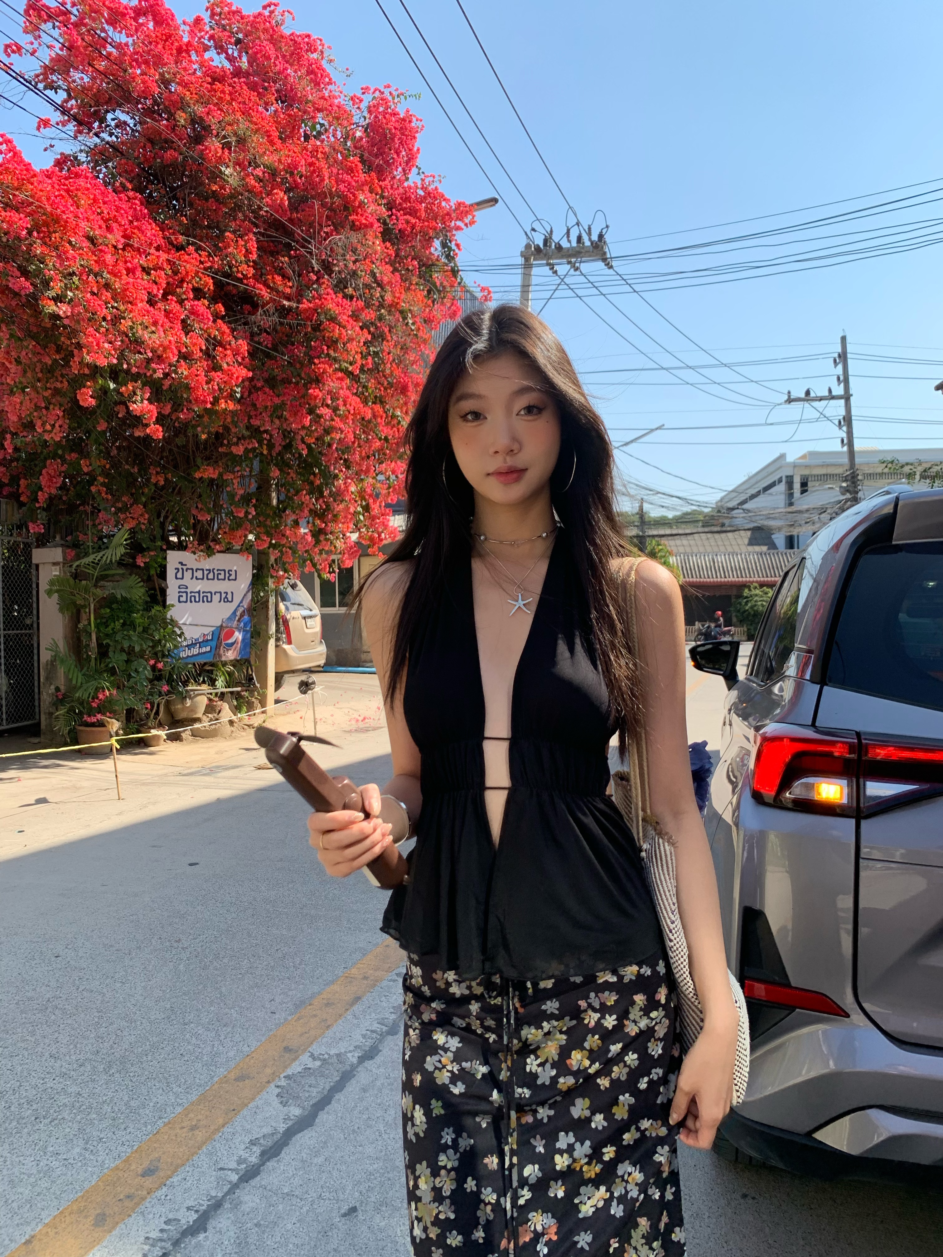 Black halter neck open back sleeveless crop top