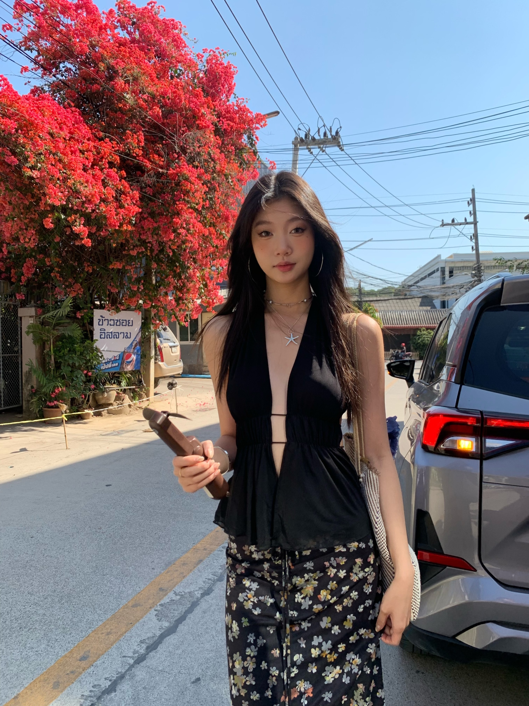 Black halter neck open back sleeveless crop top