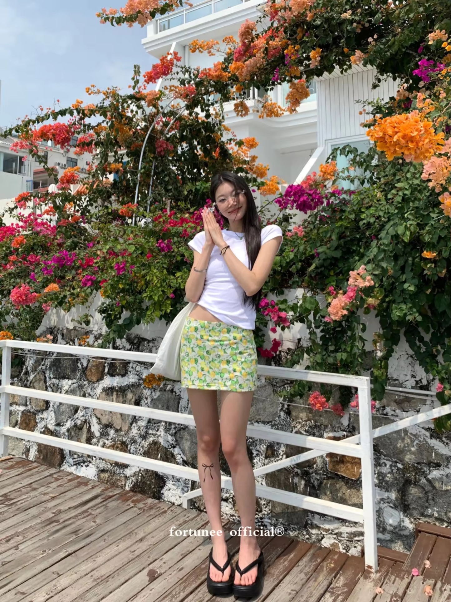 Women's short skirt, summer fashion, sexy + cute + bright, lemon pattern, short skirt