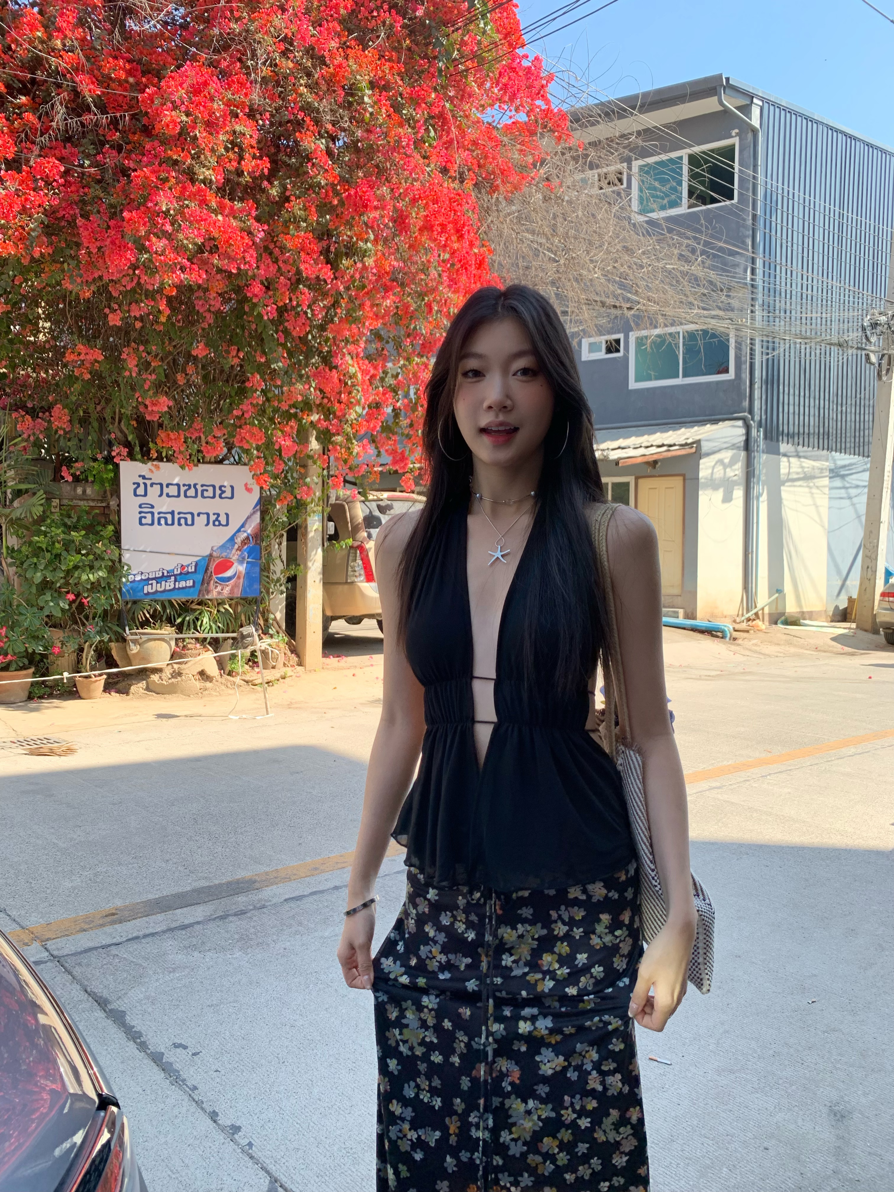 Black halter neck open back sleeveless crop top