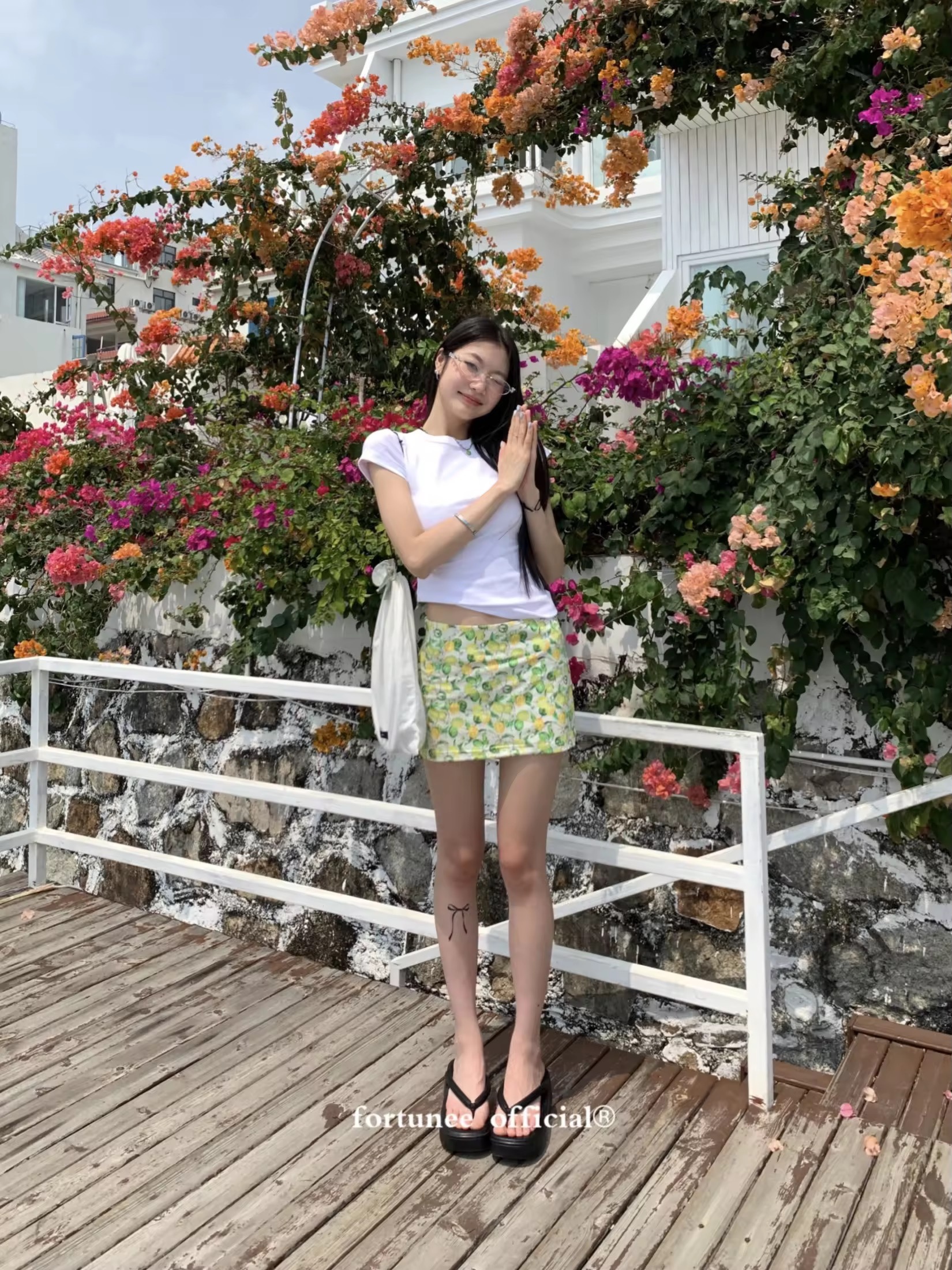 Women's short skirt, summer fashion, sexy + cute + bright, lemon pattern, short skirt