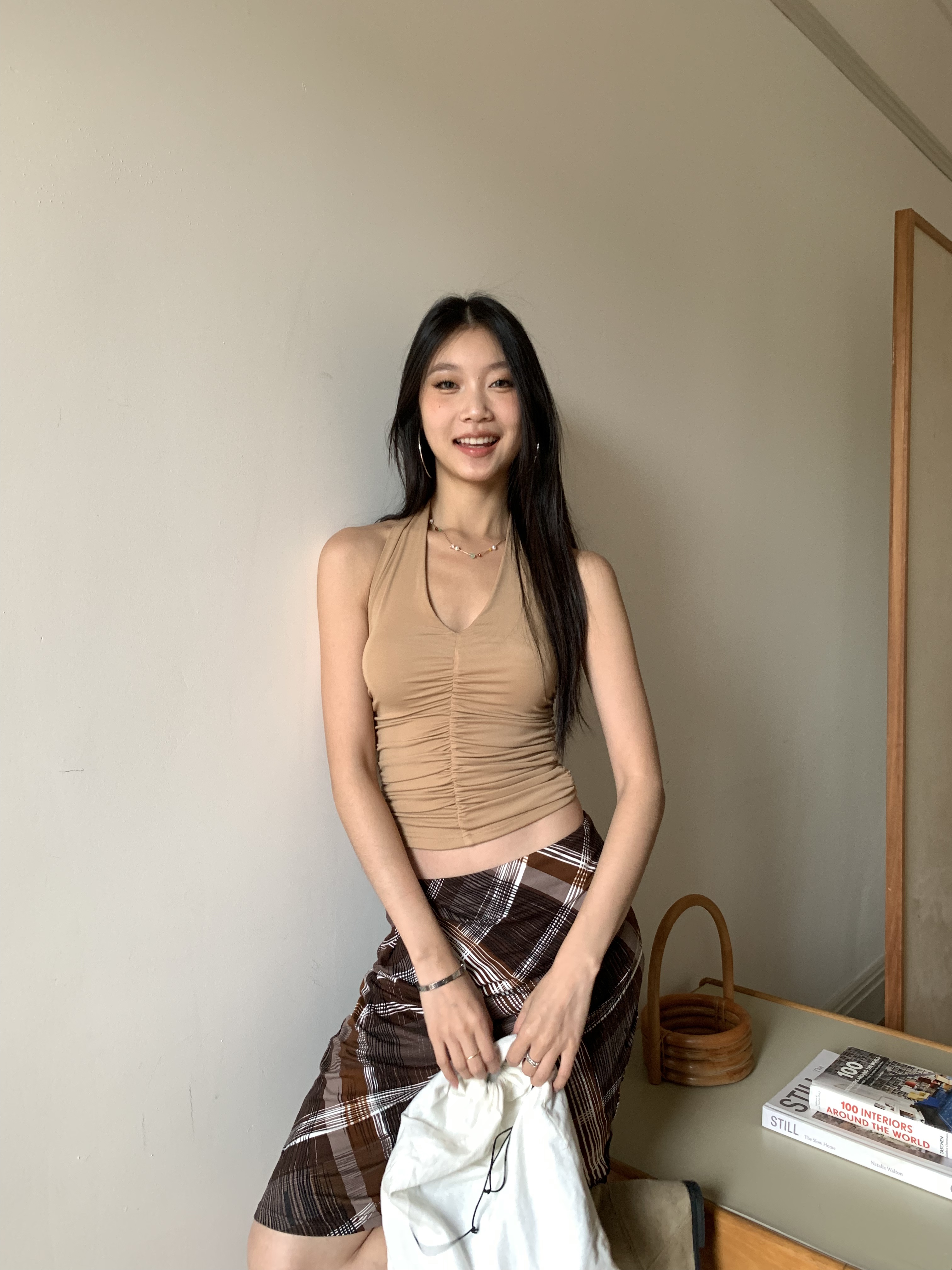 Women's vintage plaid skirt