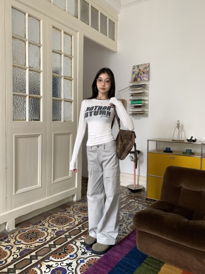 White slim fit long sleeve t-shirt