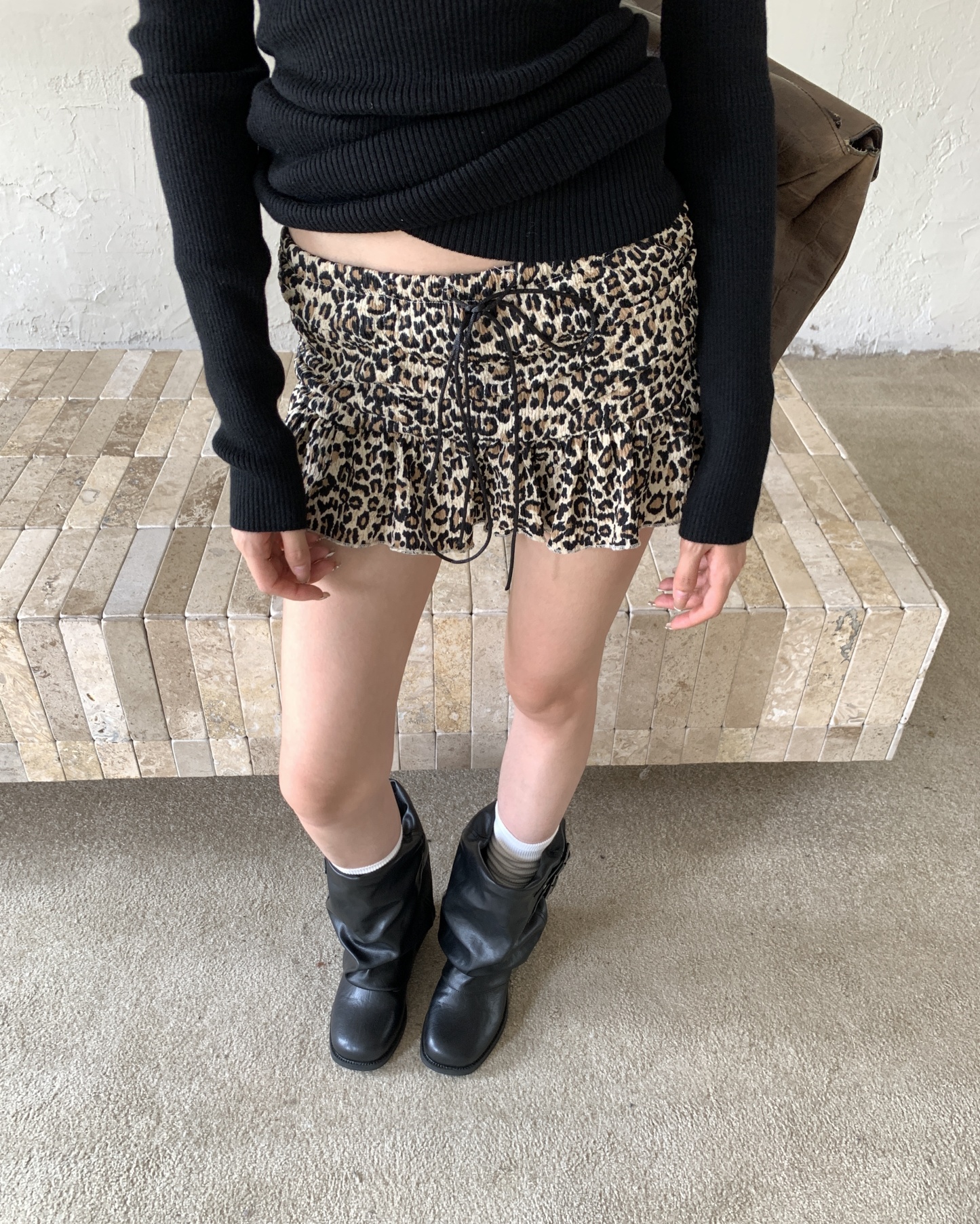 Leopard print mini skirt