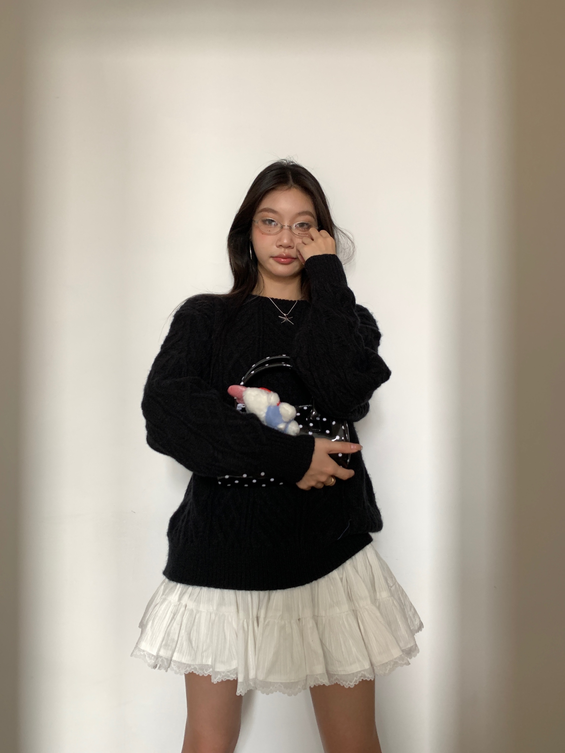 Three-layered white puffy cake skirt