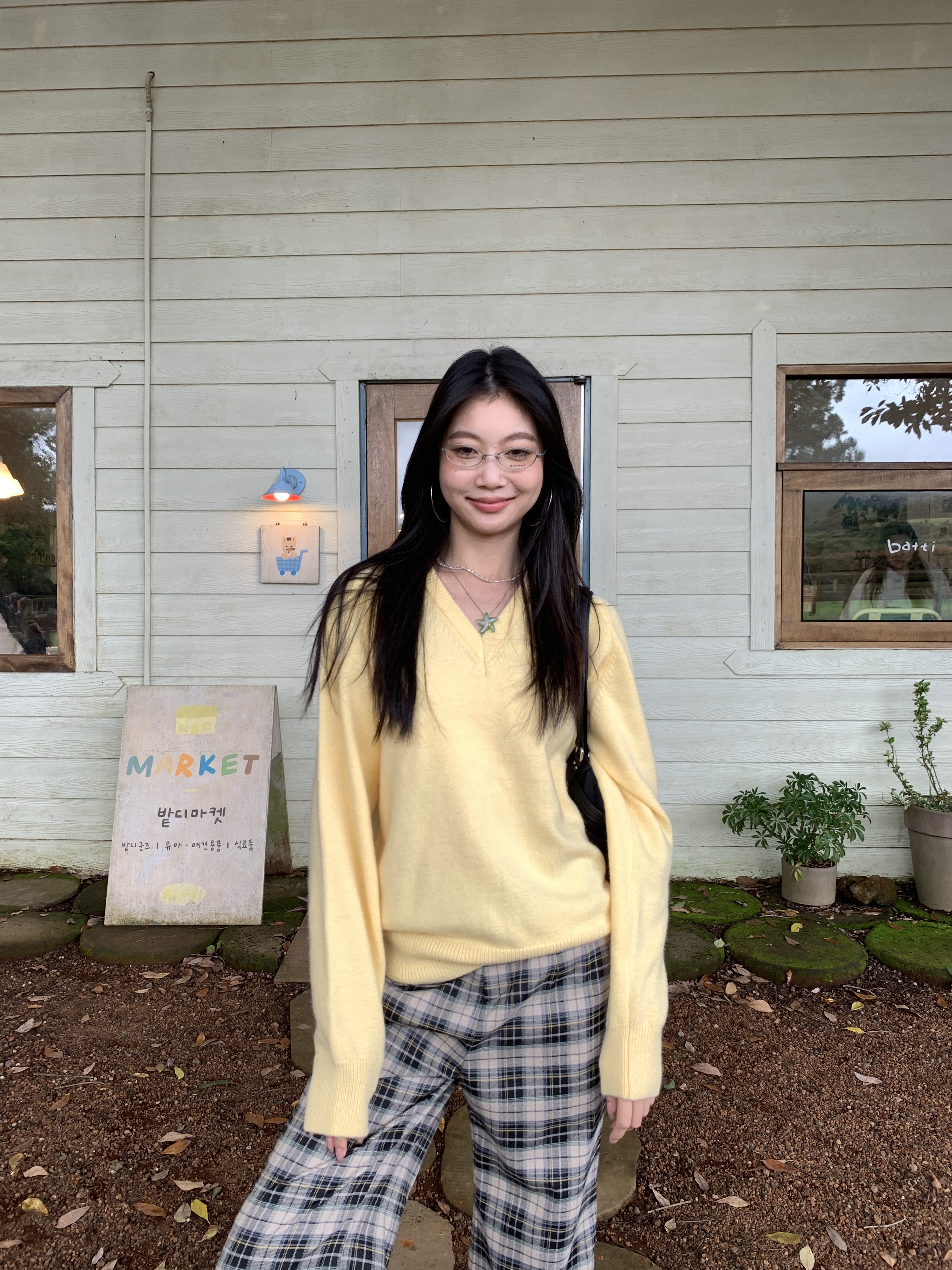 Soft yellow knitted sweater, loose style