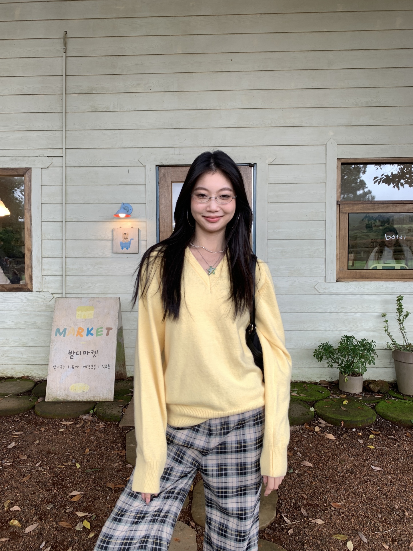 Soft yellow knitted sweater, loose style