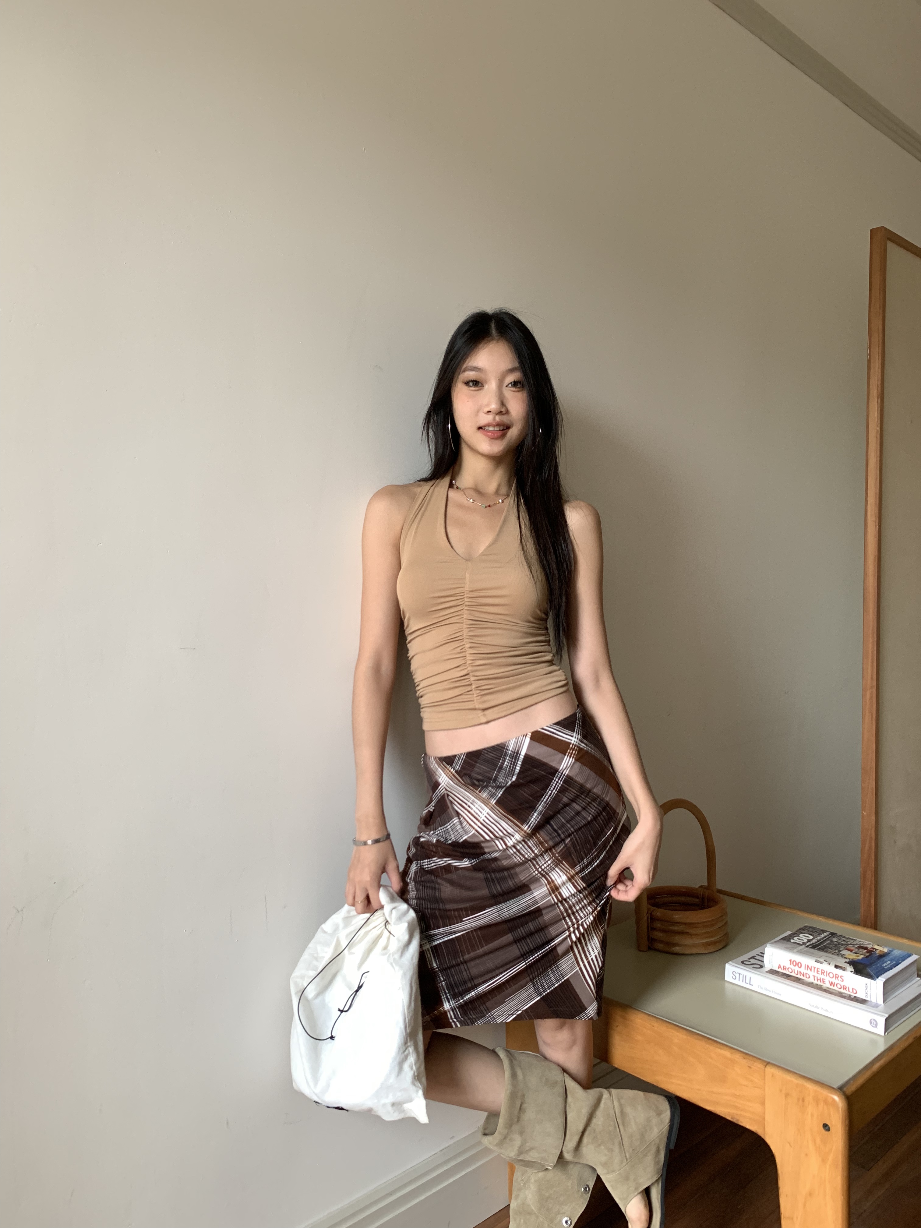 Women's vintage plaid skirt