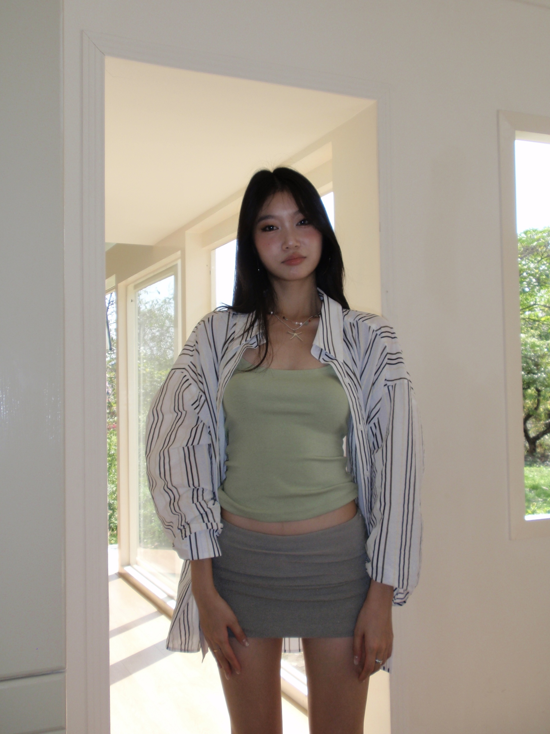 Women's long-sleeved shirt, multi-colored stripes, comfortable to wear, easy to match, new fashion