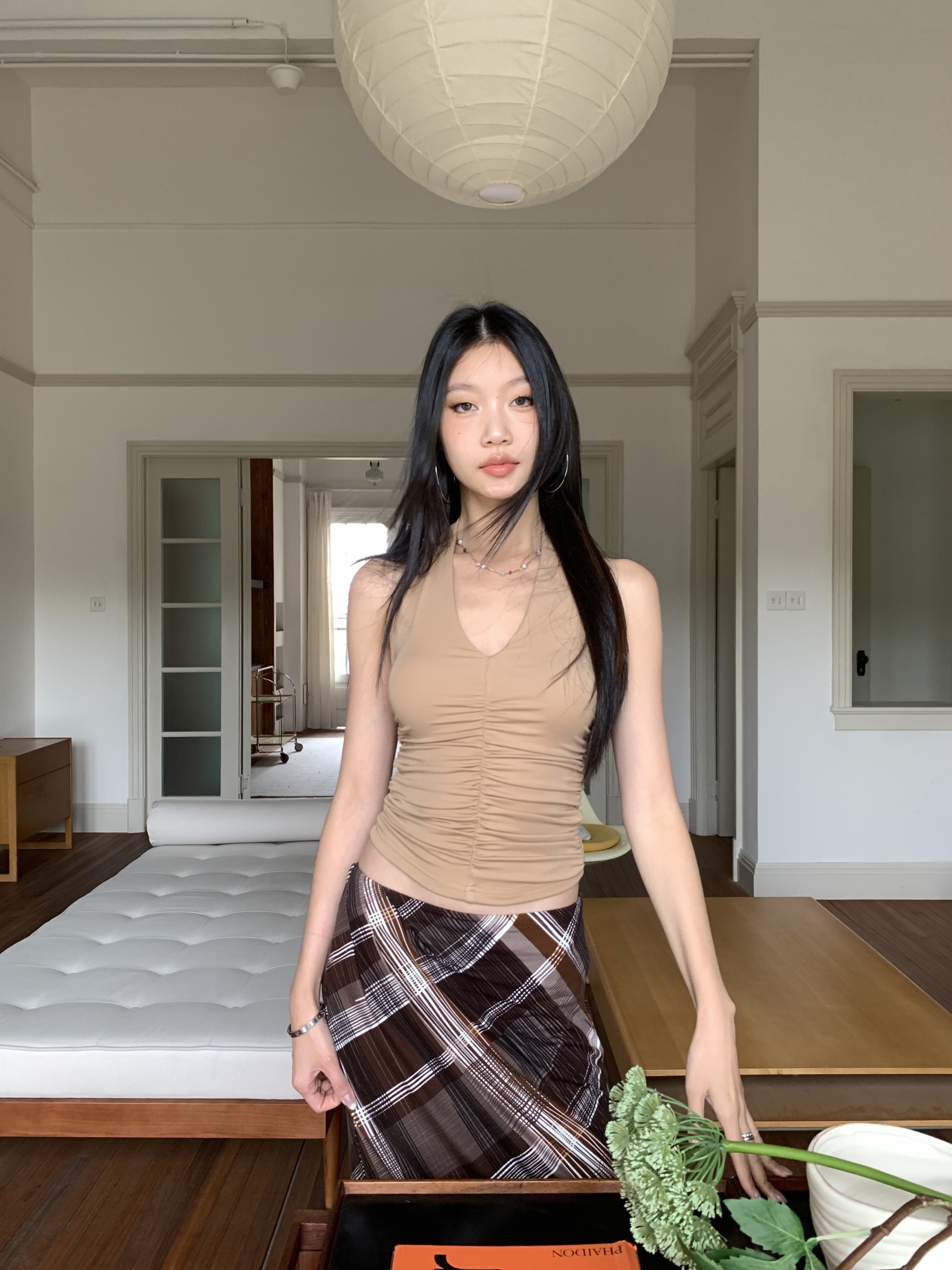 Women's vintage plaid skirt