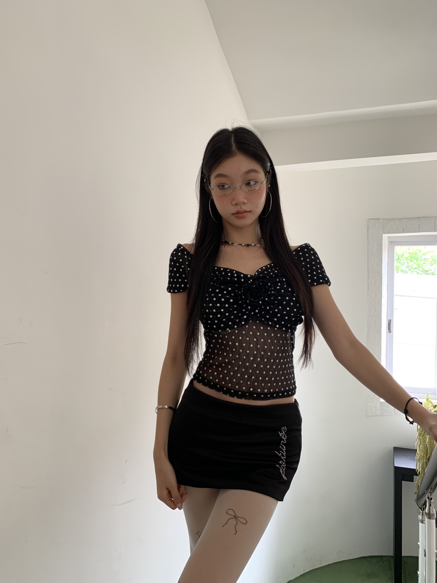 Skirt pants with diamond decorations on the sides