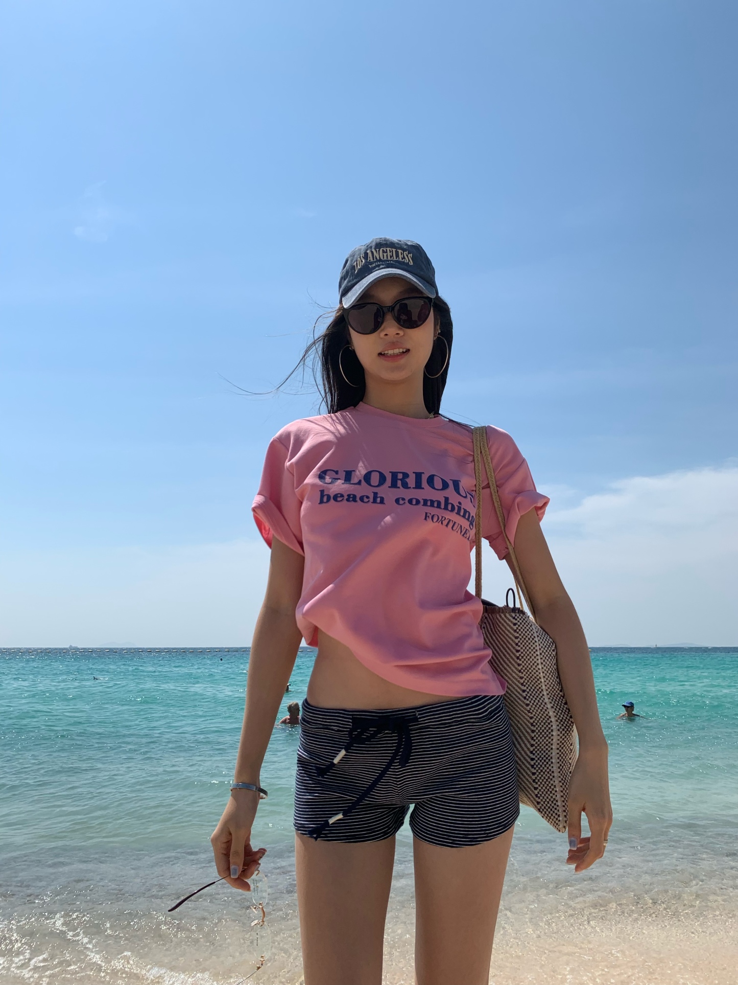 New Korean style pink letter print short-sleeved T-shirt, casual loose, easy to match