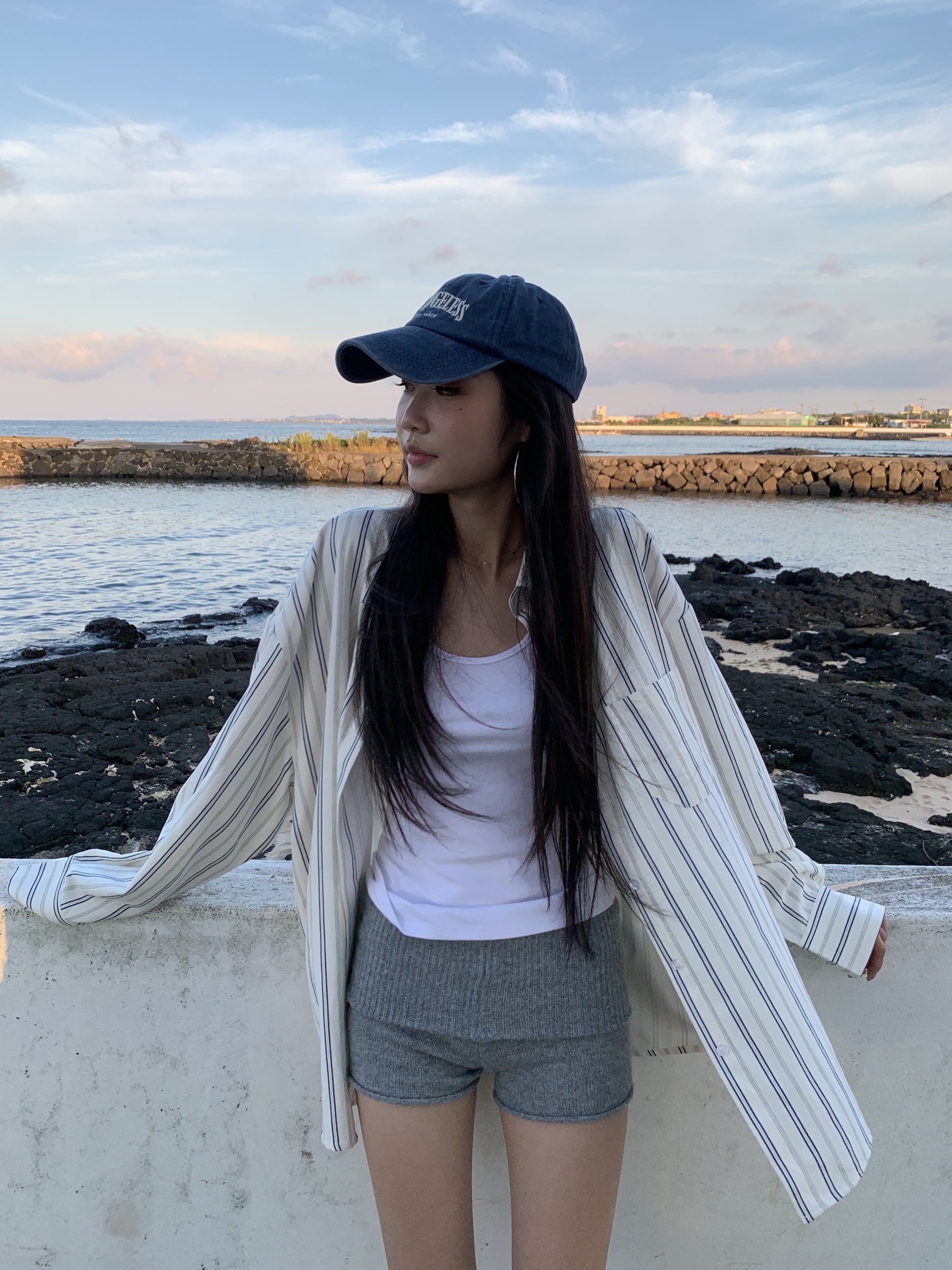 Soft white long-sleeved shirt for autumn