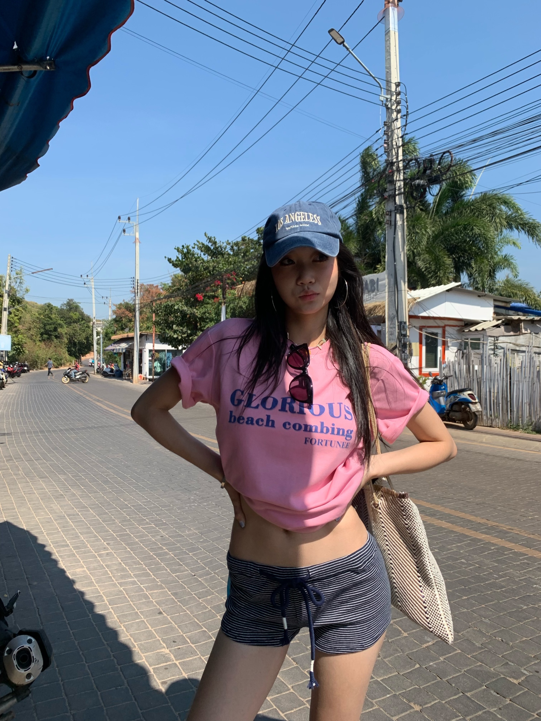 New Korean style pink letter print short-sleeved T-shirt, casual loose, easy to match