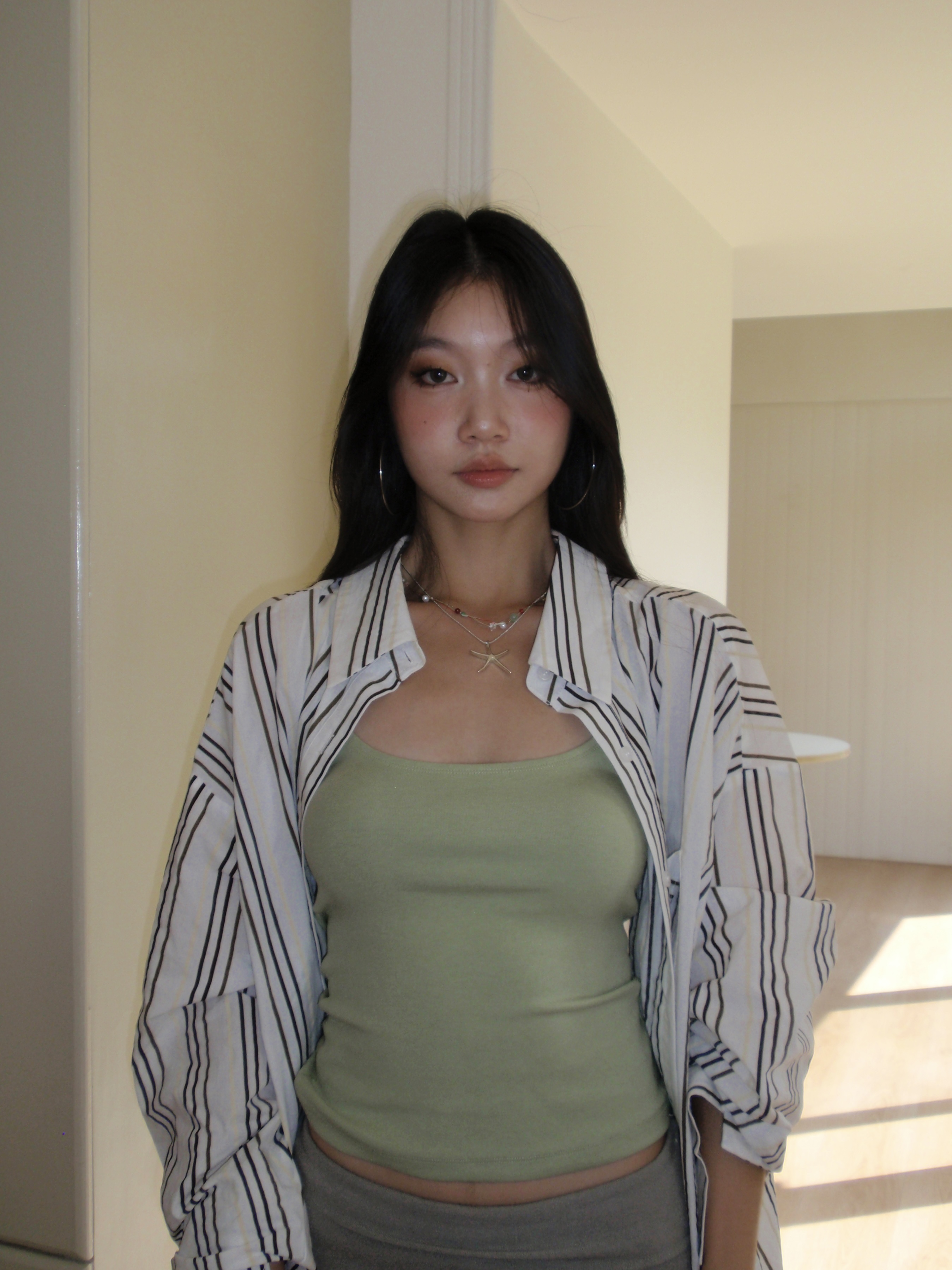 Women's long-sleeved shirt, multi-colored stripes, comfortable to wear, easy to match, new fashion