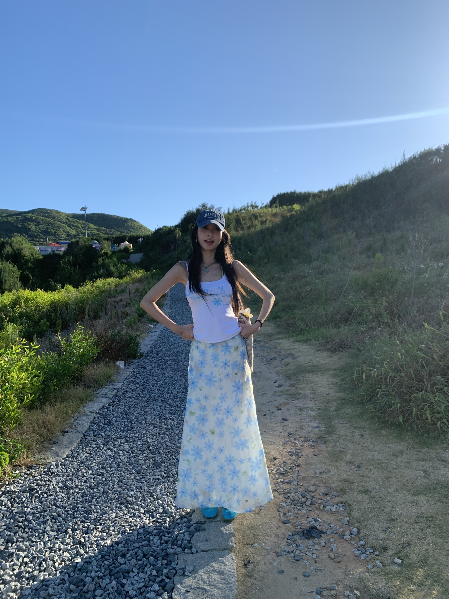 Long floral skirt for summer