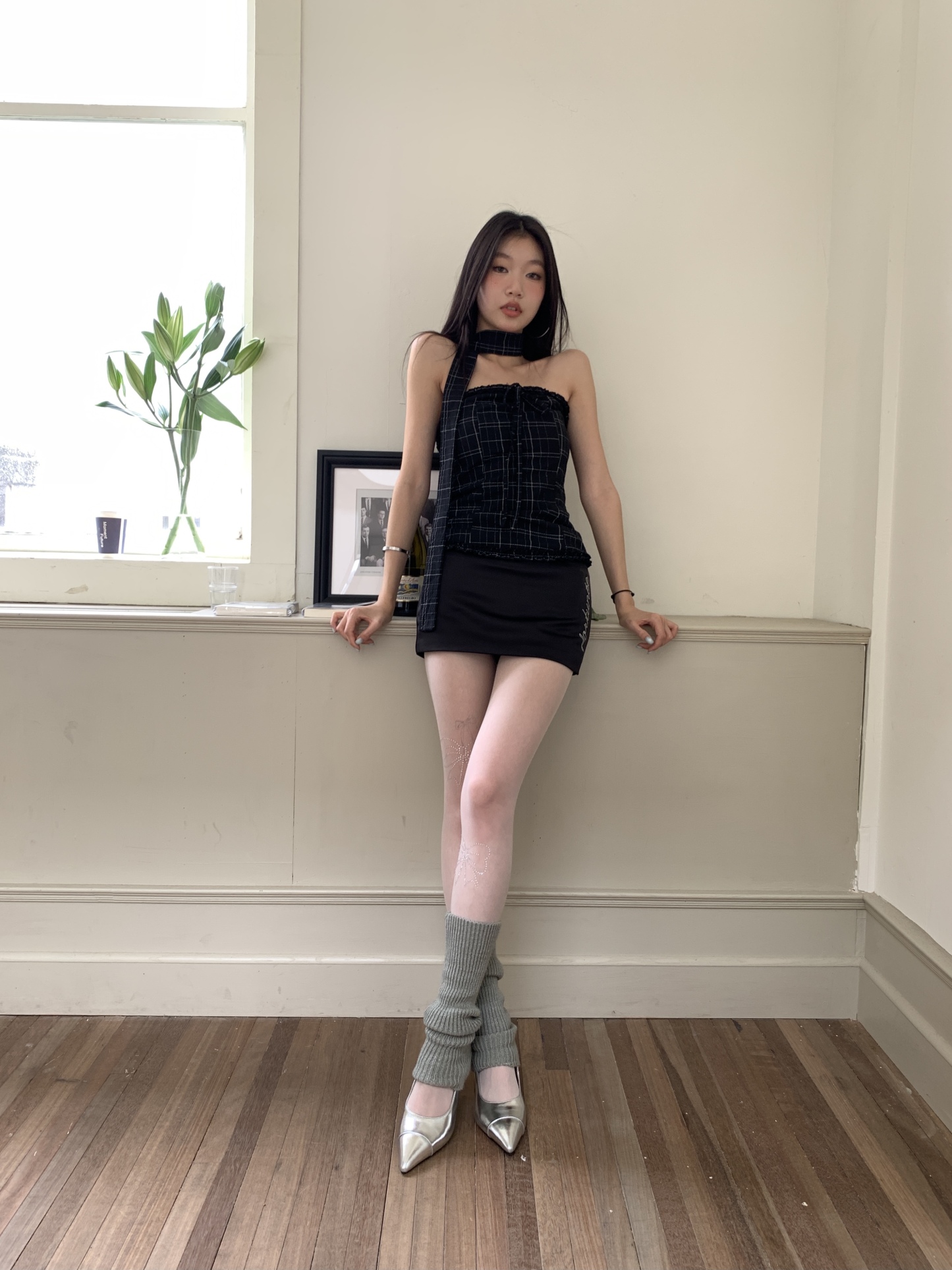 Stylish plaid crop top with scarf for women for a sassy summer look