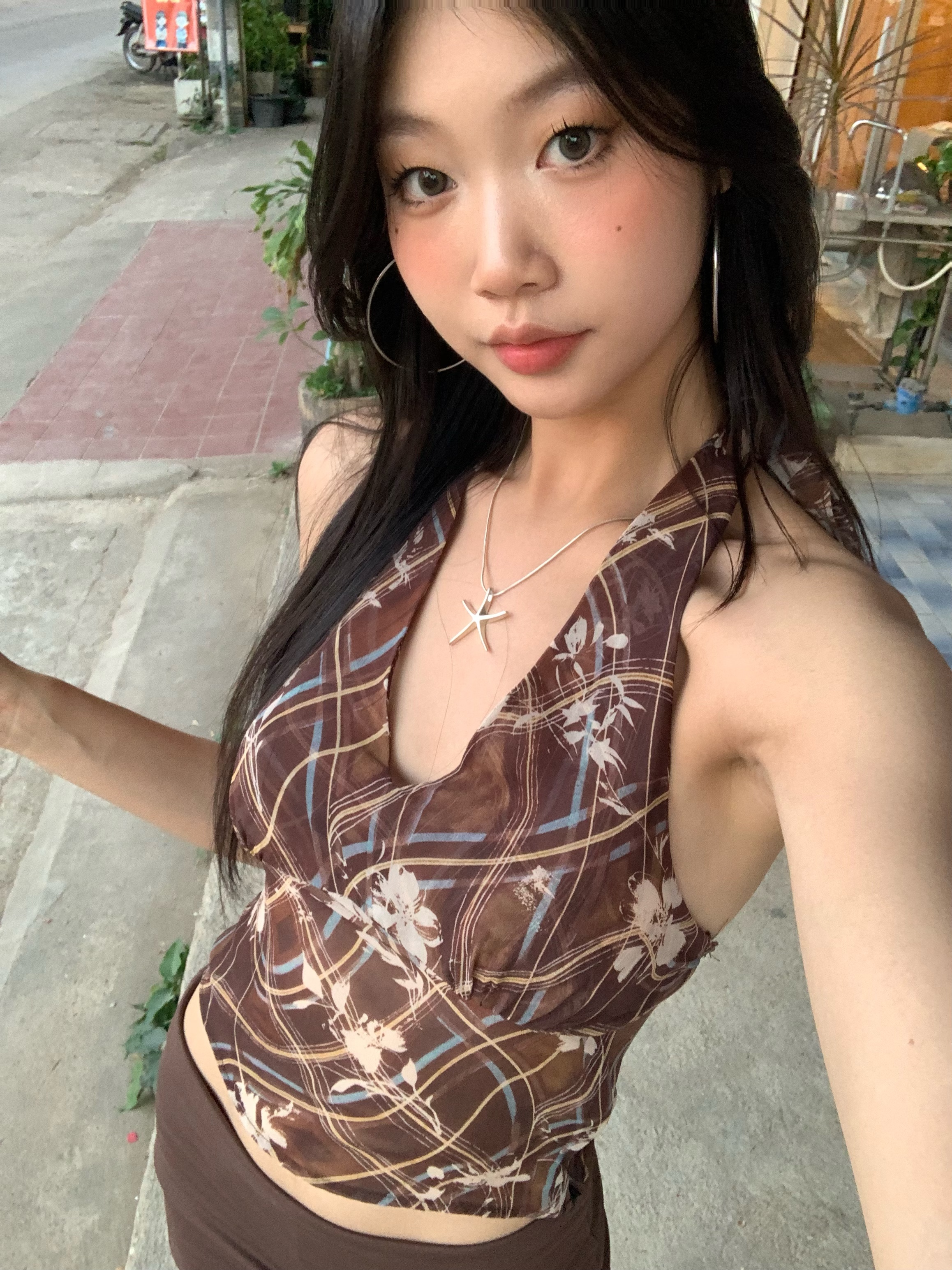 Vintage halter neck camisole in chiffon