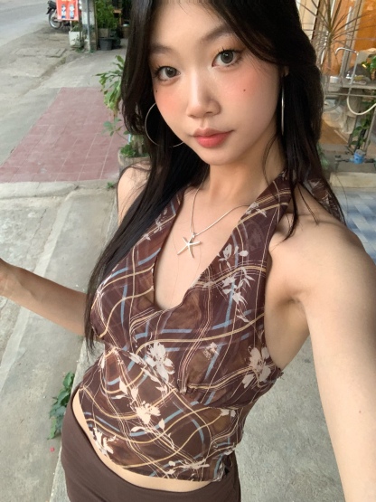 Vintage halter neck camisole in chiffon