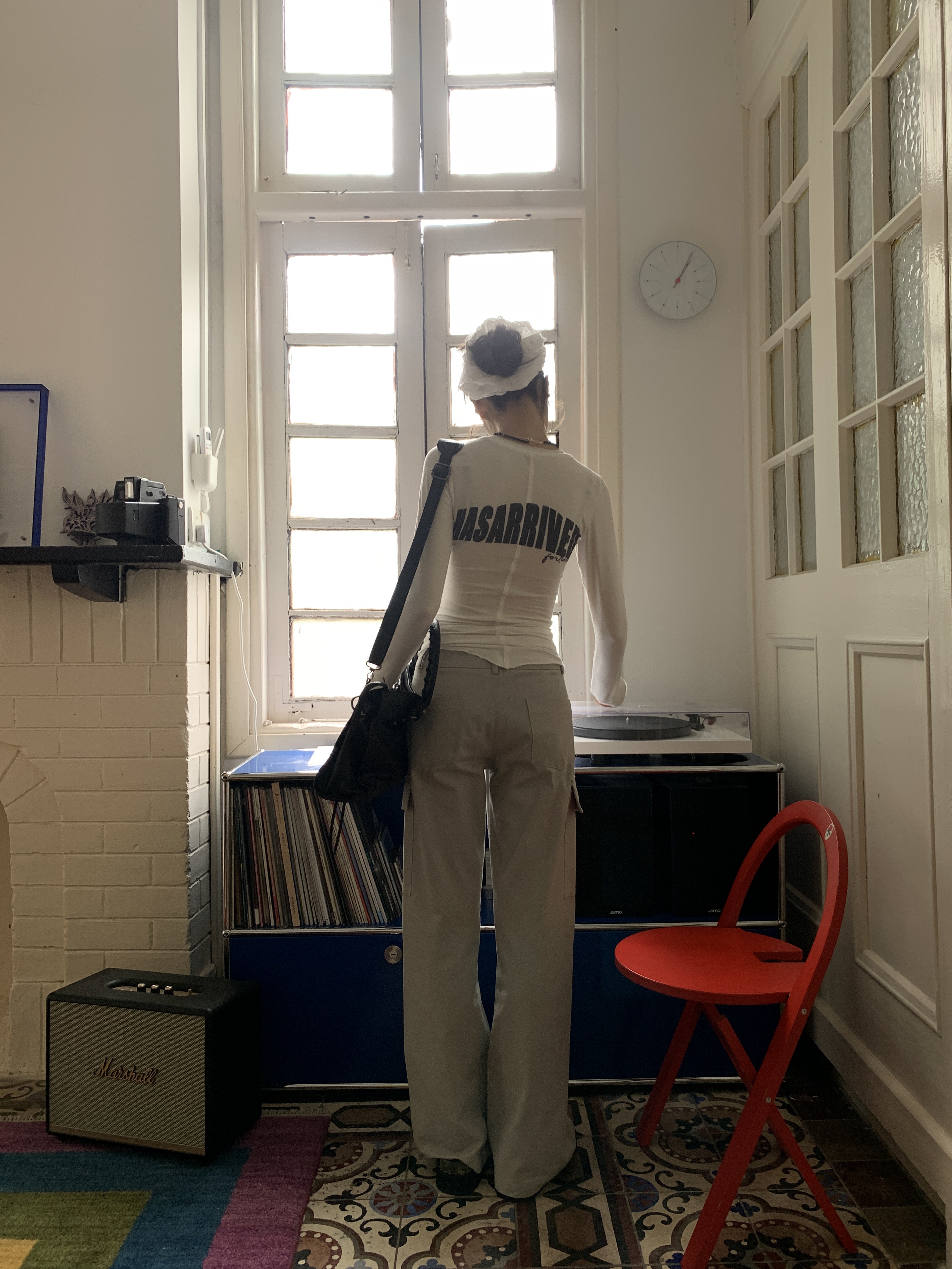Vintage style low waist straight pants